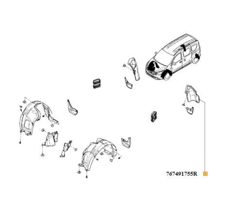 Carenaj roata spate stanga Dacia Dokker Renault 767491755r