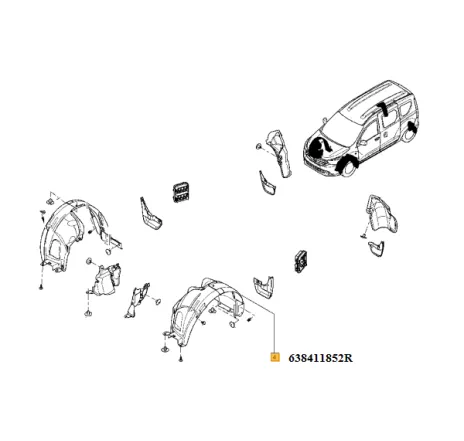 Carenaj roata fata stanga Dacia Dokker Renault 638411852r