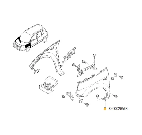 Aripa fata stanga Renault Scenic II 8200020568