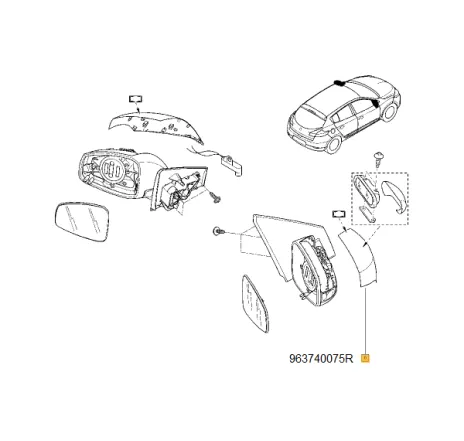 Capac oglinda dreapta grunduit Renault Megane iii 963740075r